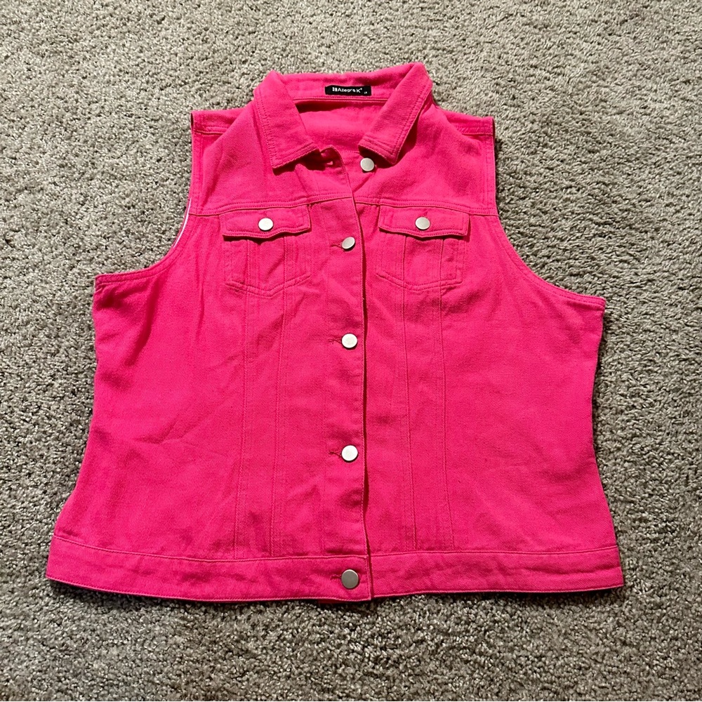 Allegra K Pink Jean Vest Size 1XL